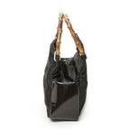 Gucci Top Handle Bamboo Satchel Dark Brown Nylon Canvas — view 3
