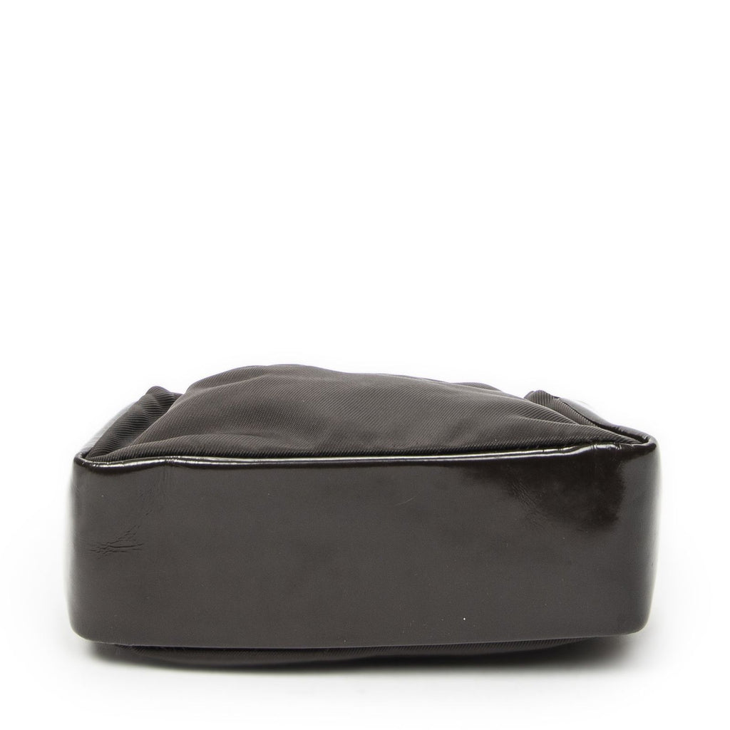 Gucci Top Handle Bamboo Satchel Dark Brown Nylon Canvas — view 6