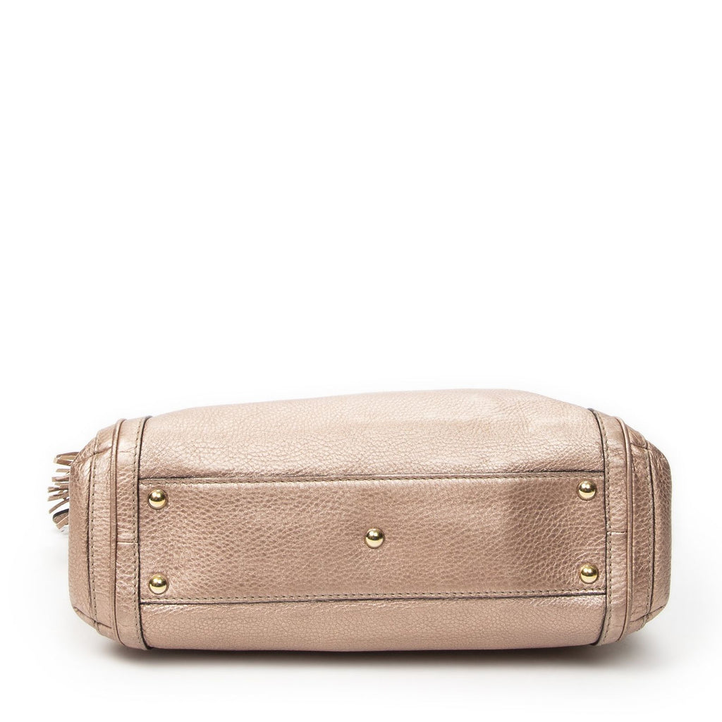 Gucci Bamboo Tote Pink Gray Calfskin Leather — view 6