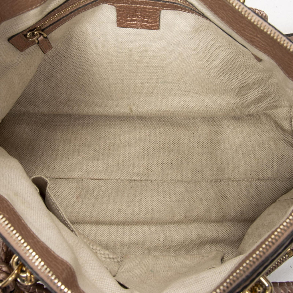 Gucci Bamboo Tote Pink Gray Calfskin Leather — view 9