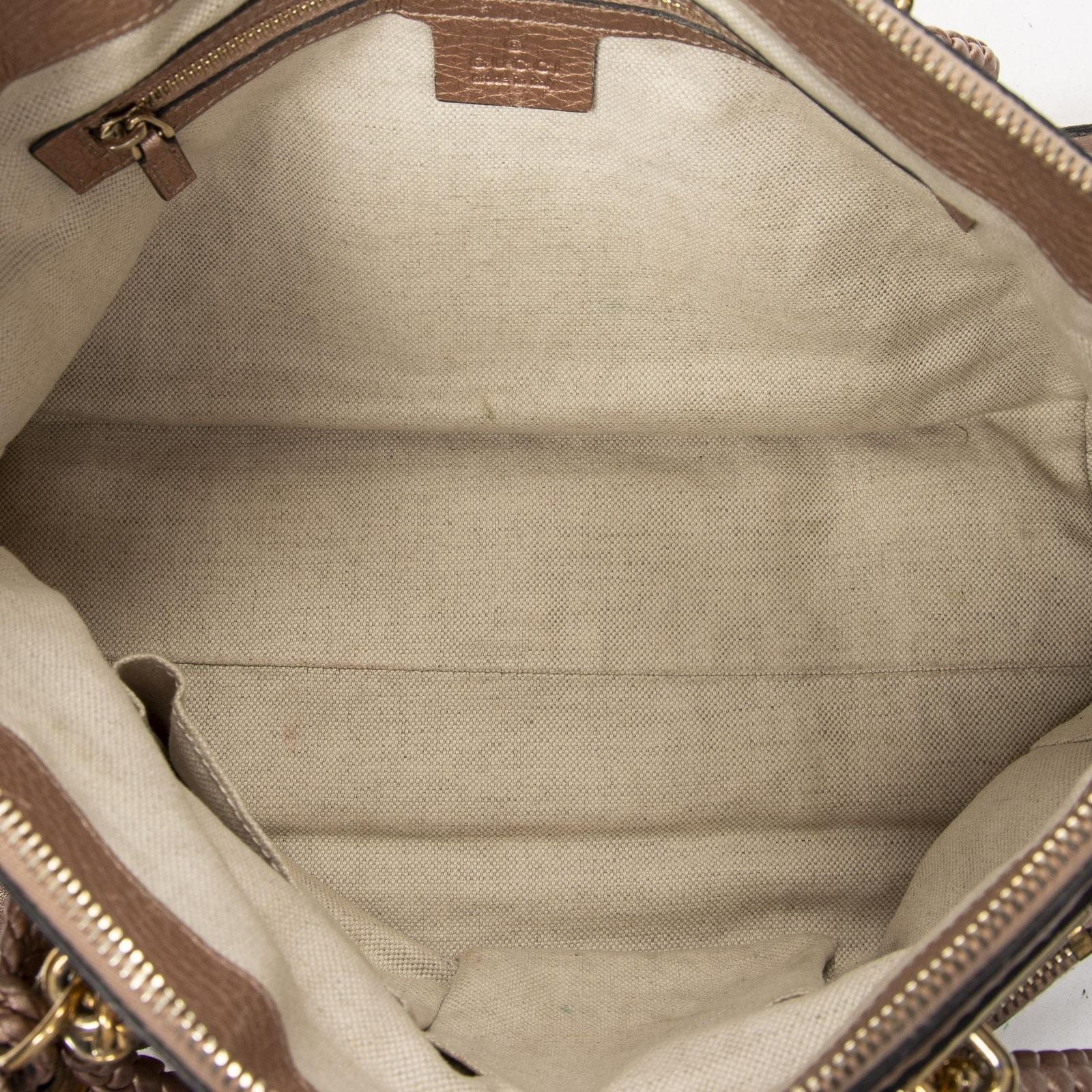 Gucci Bamboo Tote Pink Gray Calfskin Leather — view 9
