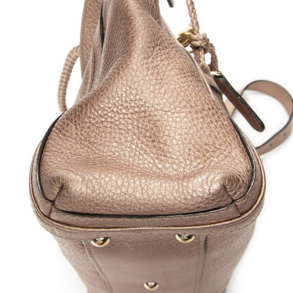 Gucci Bamboo Tote Pink Gray Calfskin Leather — view 7