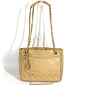 Chanel Shoulder Bag Quilted CC Logo Leather Beige