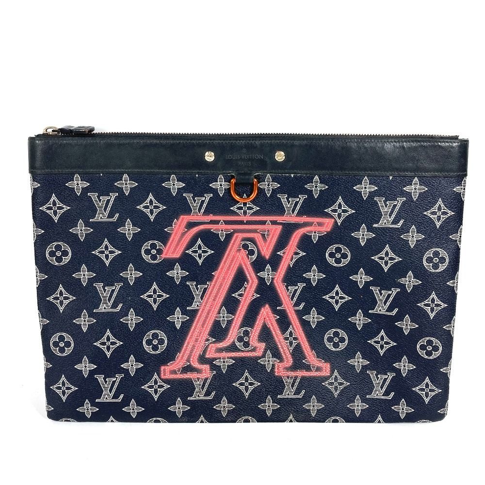 Louis Vuitton Clutch Pochette Apollo Monogram Canvas Navy