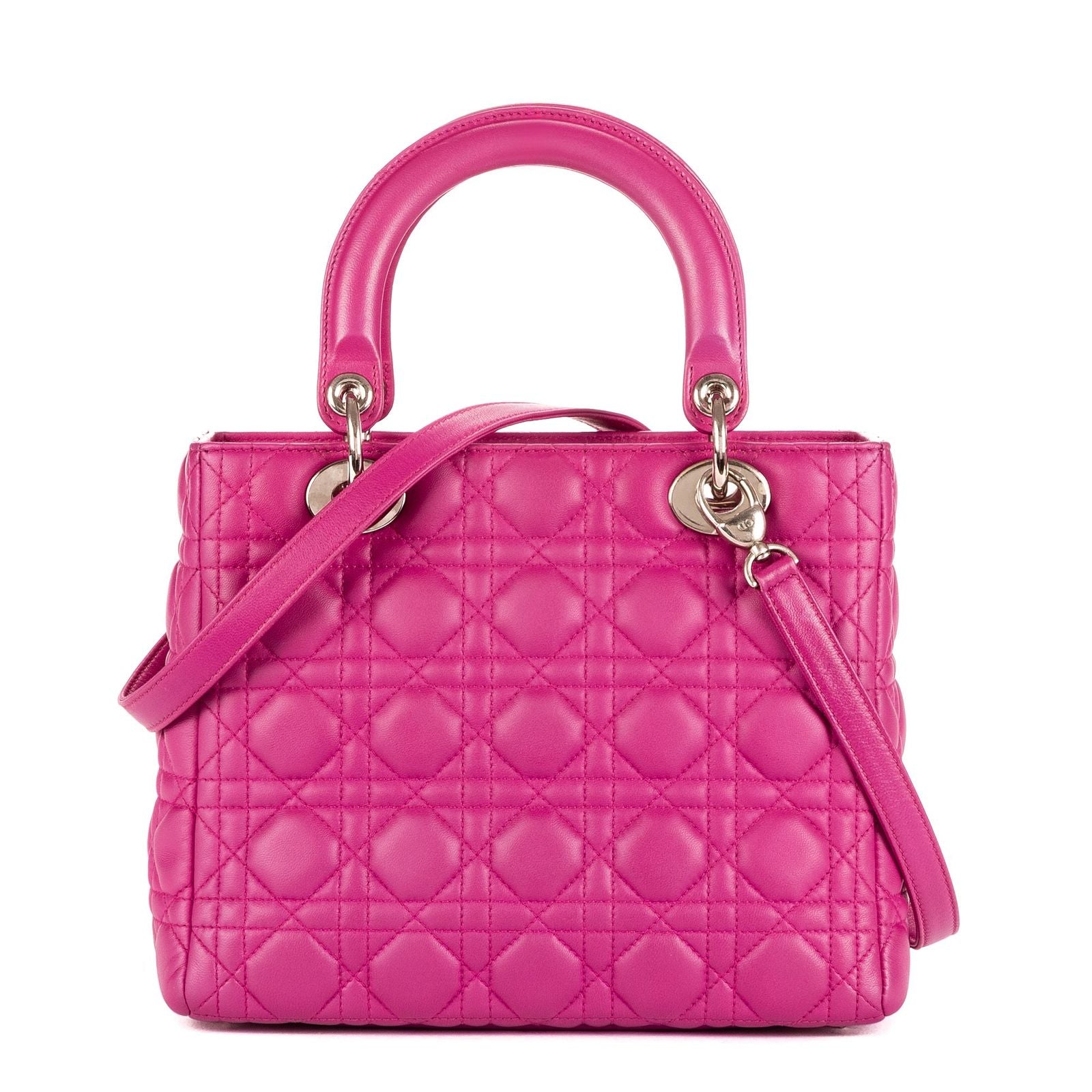 Dior Lady Dior Fuchsia Cannage Quilt Handbag — view 4