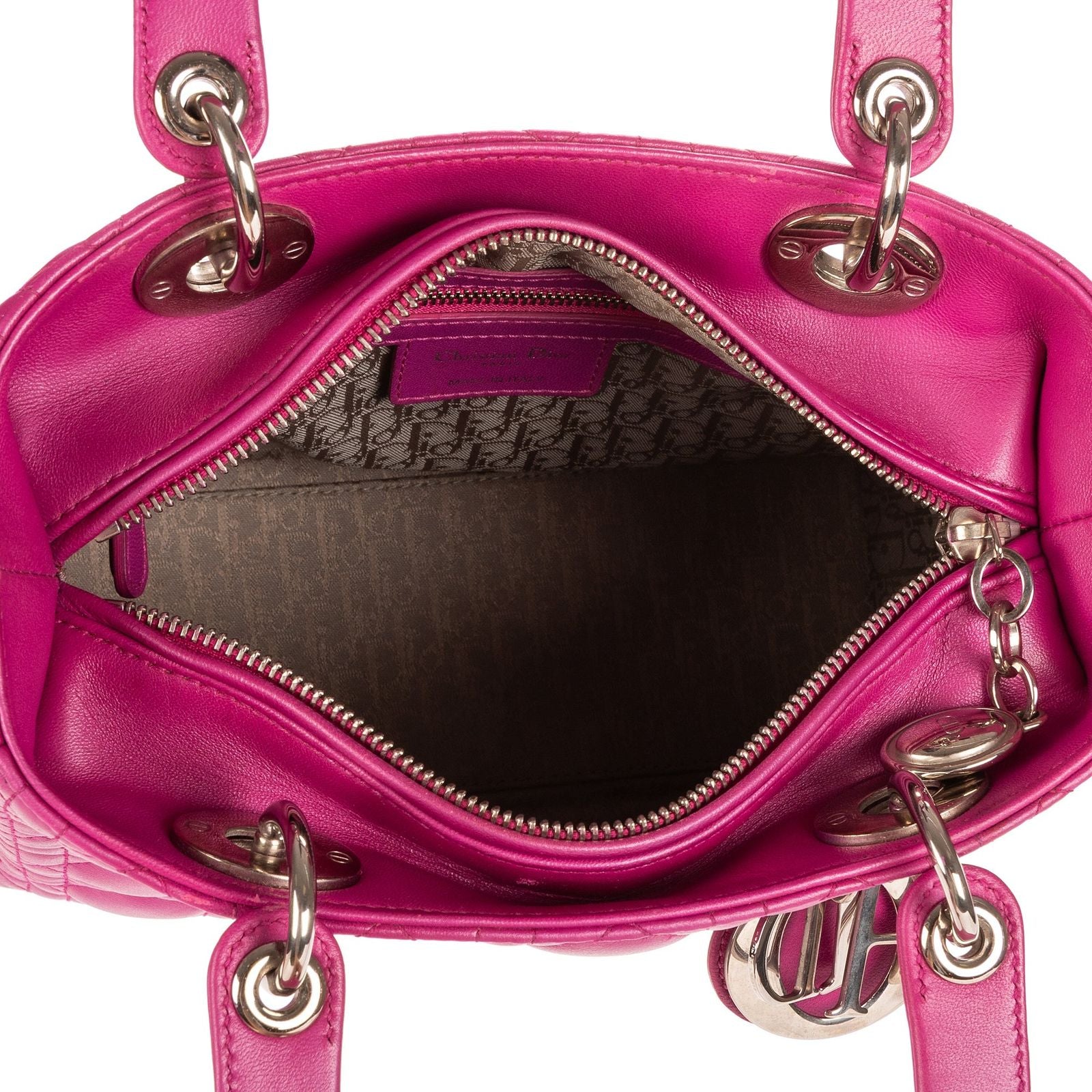 Dior Lady Dior Fuchsia Cannage Quilt Handbag — view 9