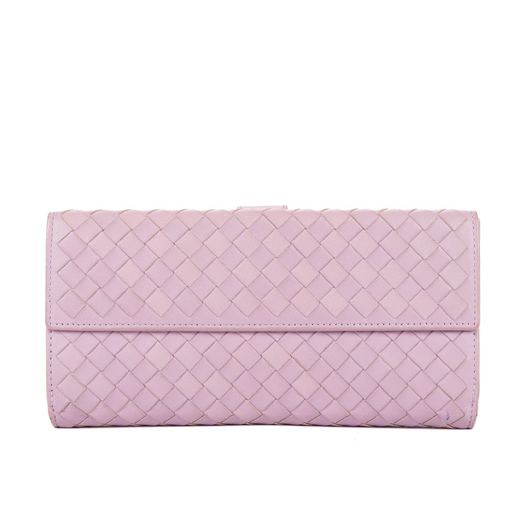 Bottega Veneta Bifold Wallet Lilac Intrecciato Leather