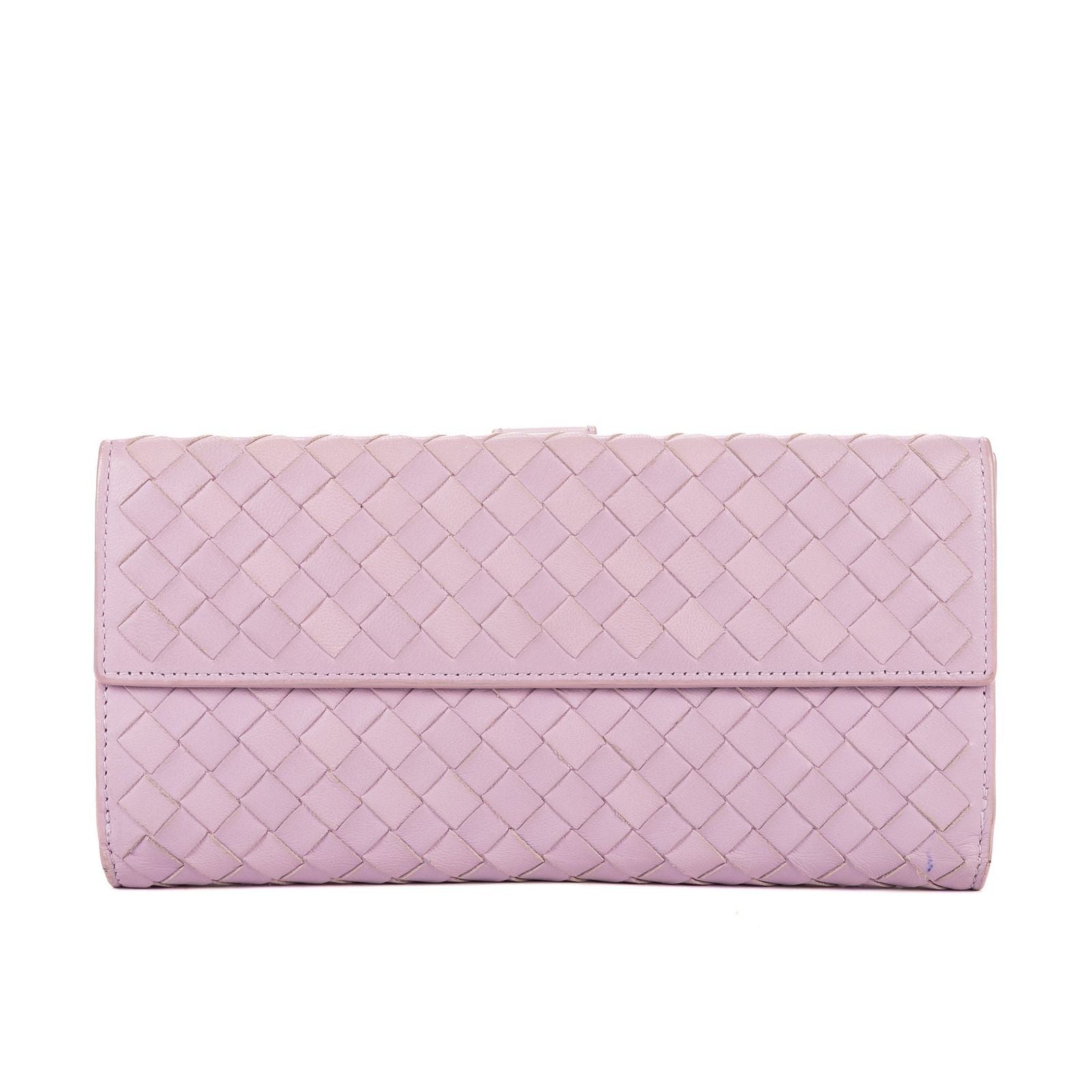 Bottega Veneta Bifold Wallet Lilac Intrecciato Leather