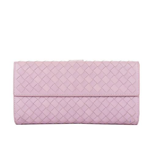 Bottega Veneta Bifold Wallet Lilac Intrecciato Leather