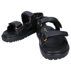 Dior Act Lambskin Metal Logo Back Strap Flat Sandals