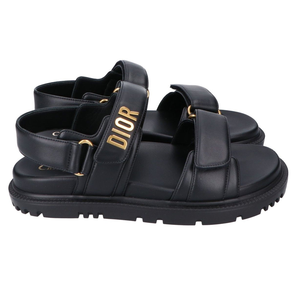 Dior Act Lambskin Metal Logo Back Strap Flat Sandals — view 4