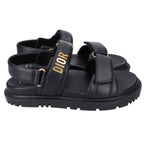 Dior Act Lambskin Metal Logo Back Strap Flat Sandals — view 4
