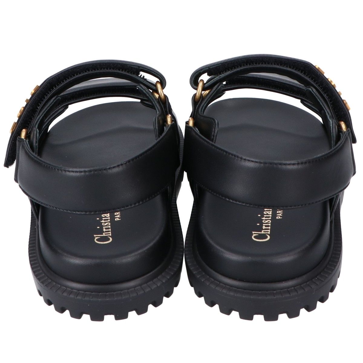 Dior Act Lambskin Metal Logo Back Strap Flat Sandals — view 3