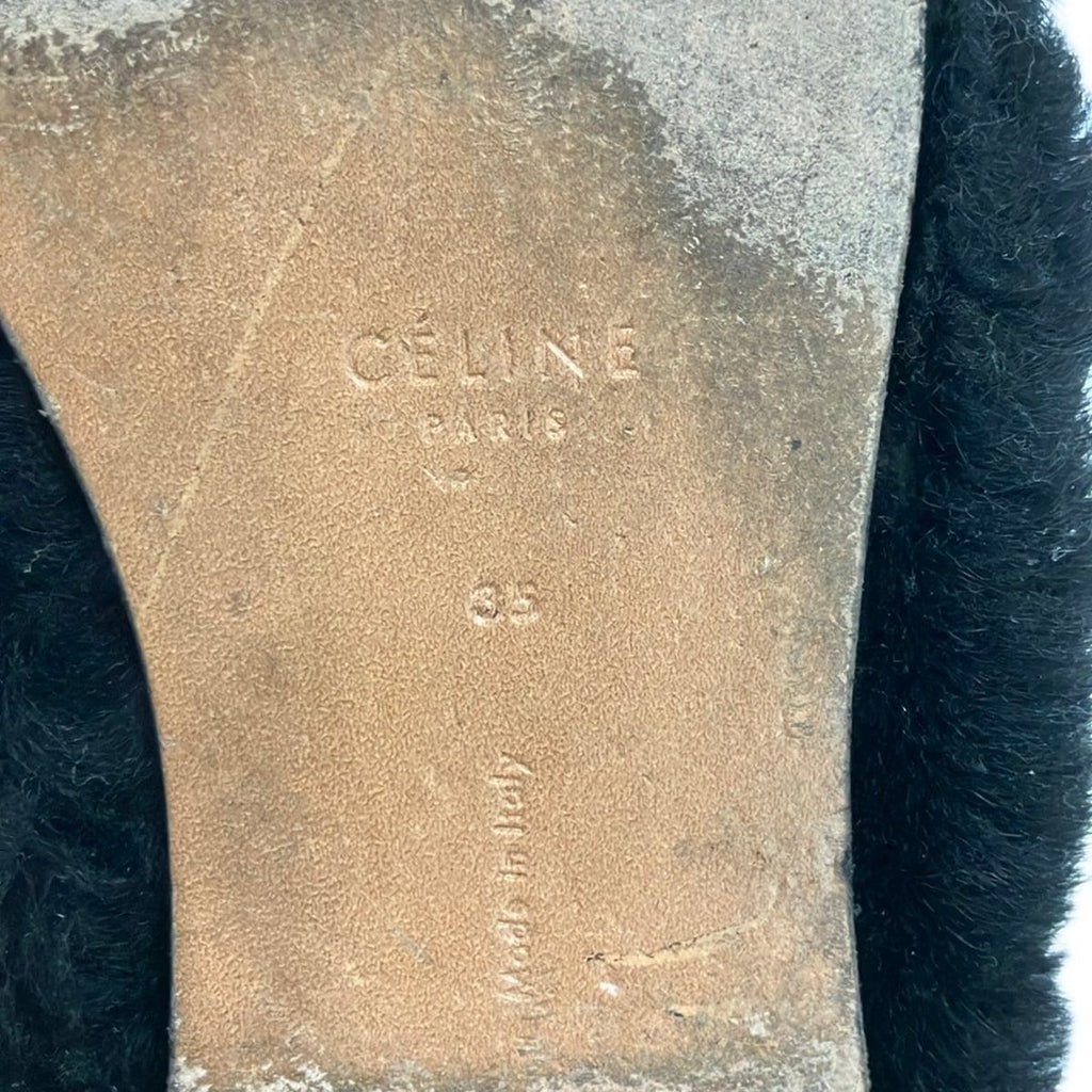 Celine Flat Shoes 35 Black Shearling — view 6