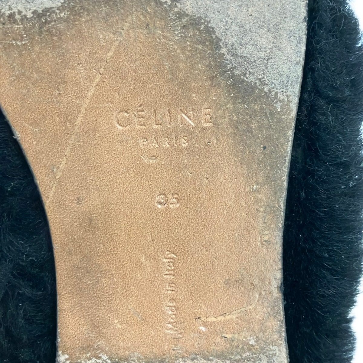 Celine Flat Shoes 35 Black Shearling — view 6