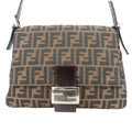 Fendi Shoulder Bag Mamma Bucket Canvas Leather Brown Black Zucca Everyday