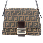 Fendi Shoulder Bag Mamma Bucket Canvas Leather Brown Black Zucca Everyday