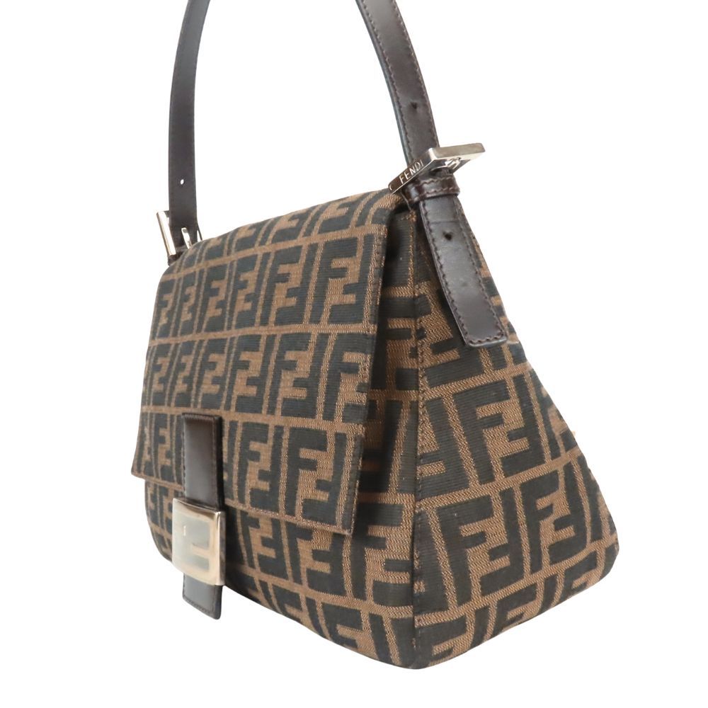 Fendi Shoulder Bag Mamma Bucket Canvas Leather Brown Black Zucca Everyday — view 2