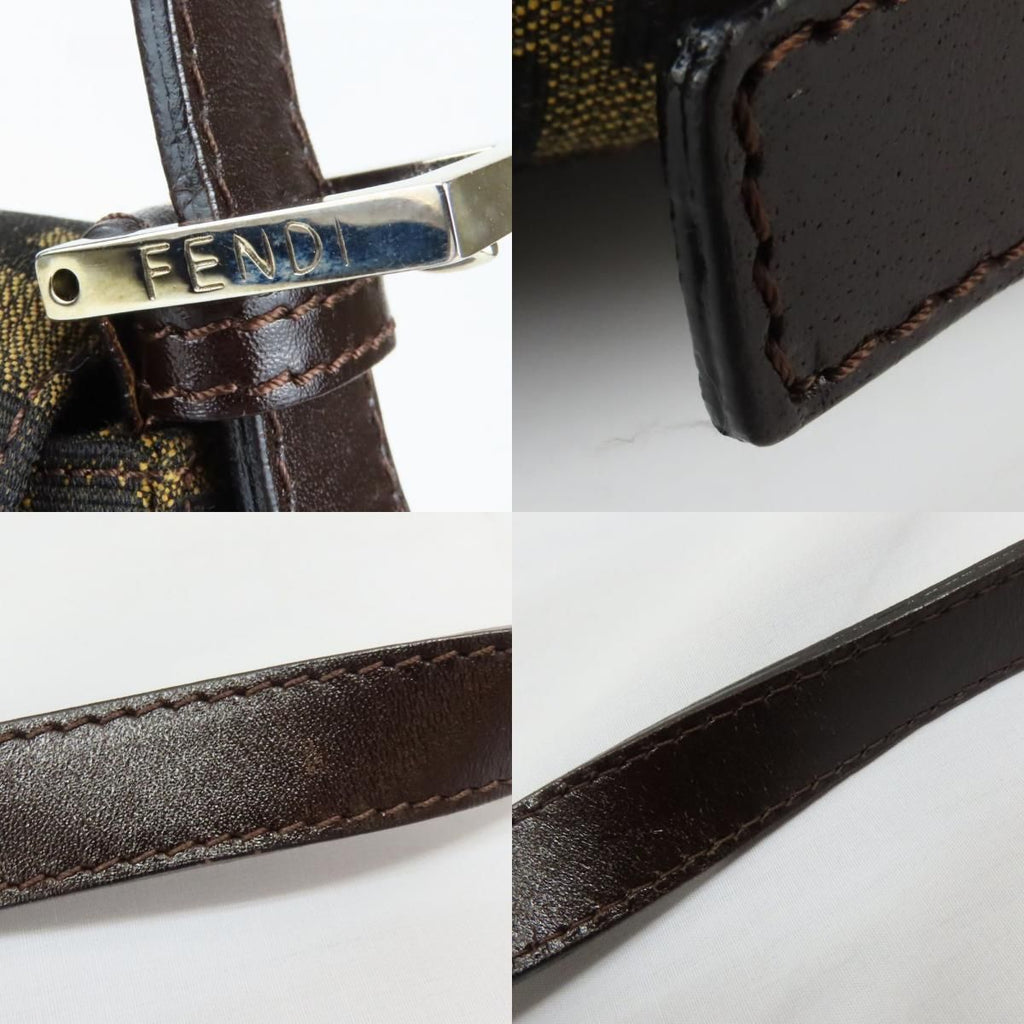 Fendi Shoulder Bag Mamma Bucket Canvas Leather Brown Black Zucca Everyday — view 7