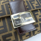 Fendi Shoulder Bag Mamma Bucket Canvas Leather Brown Black Zucca Everyday — view 5