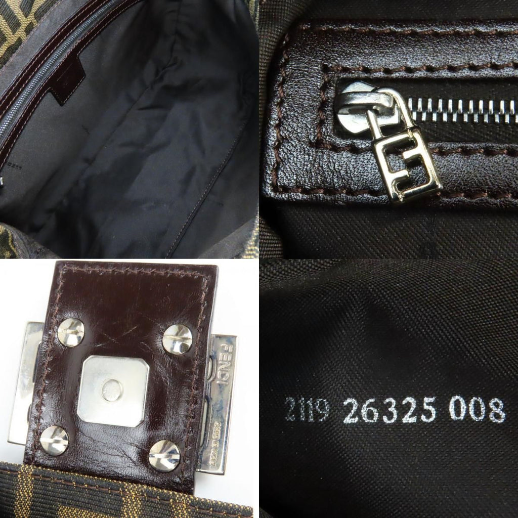 Fendi Shoulder Bag Mamma Bucket Canvas Leather Brown Black Zucca Everyday — view 8