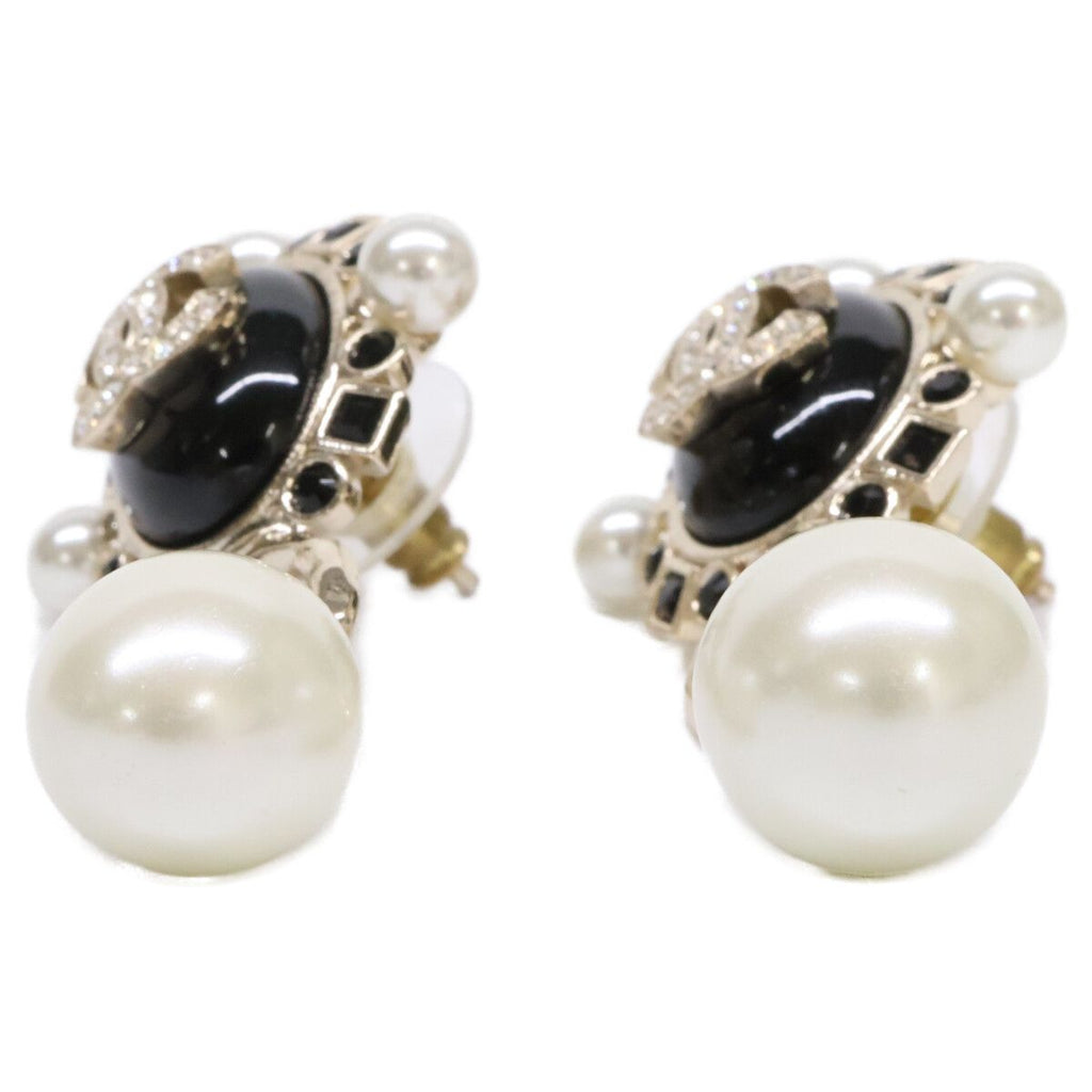 Chanel Imitation Pearl Visual CC Logo Drop Earring — view 3