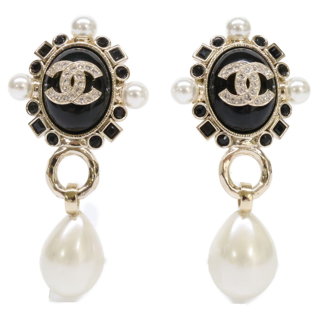 Chanel Imitation Pearl Visual CC Logo Drop Earring