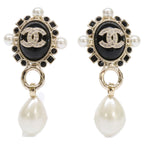 Chanel Imitation Pearl Visual CC Logo Drop Earring