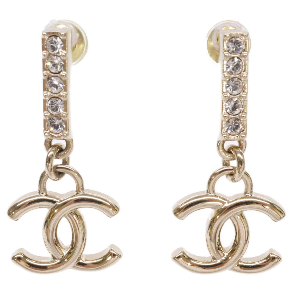 Chanel CC Logo Rhinestone Bar Drop Earring