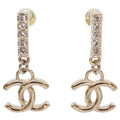 Chanel CC Logo Rhinestone Bar Drop Earring