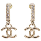 Chanel CC Logo Rhinestone Bar Drop Earring