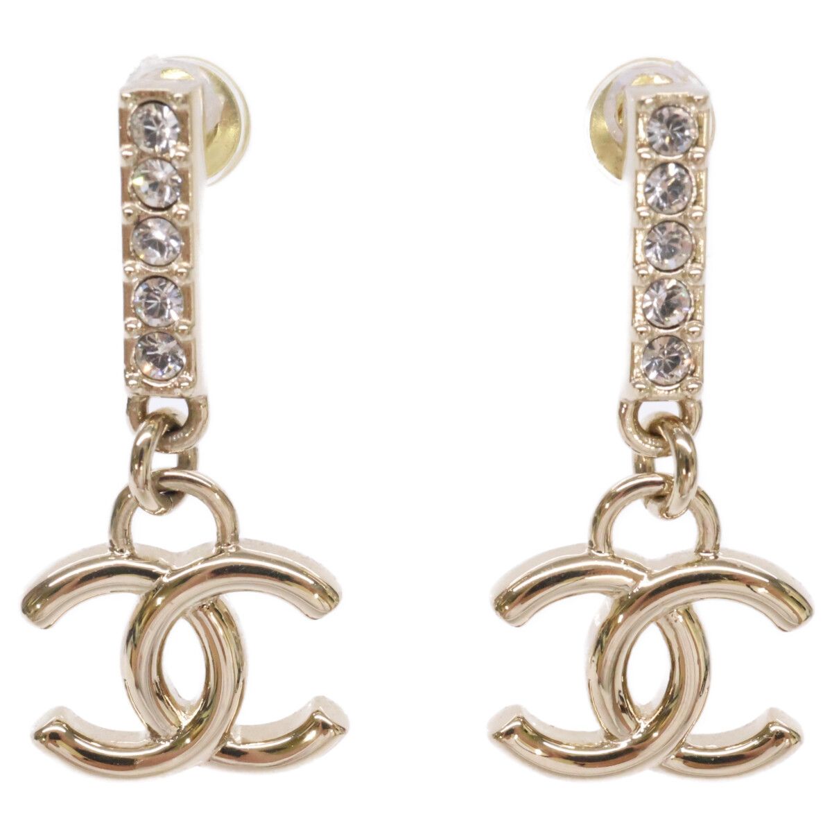 Chanel CC Logo Rhinestone Bar Drop Earring