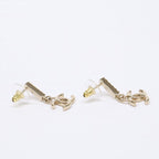 Chanel CC Logo Rhinestone Bar Drop Earring — view 4