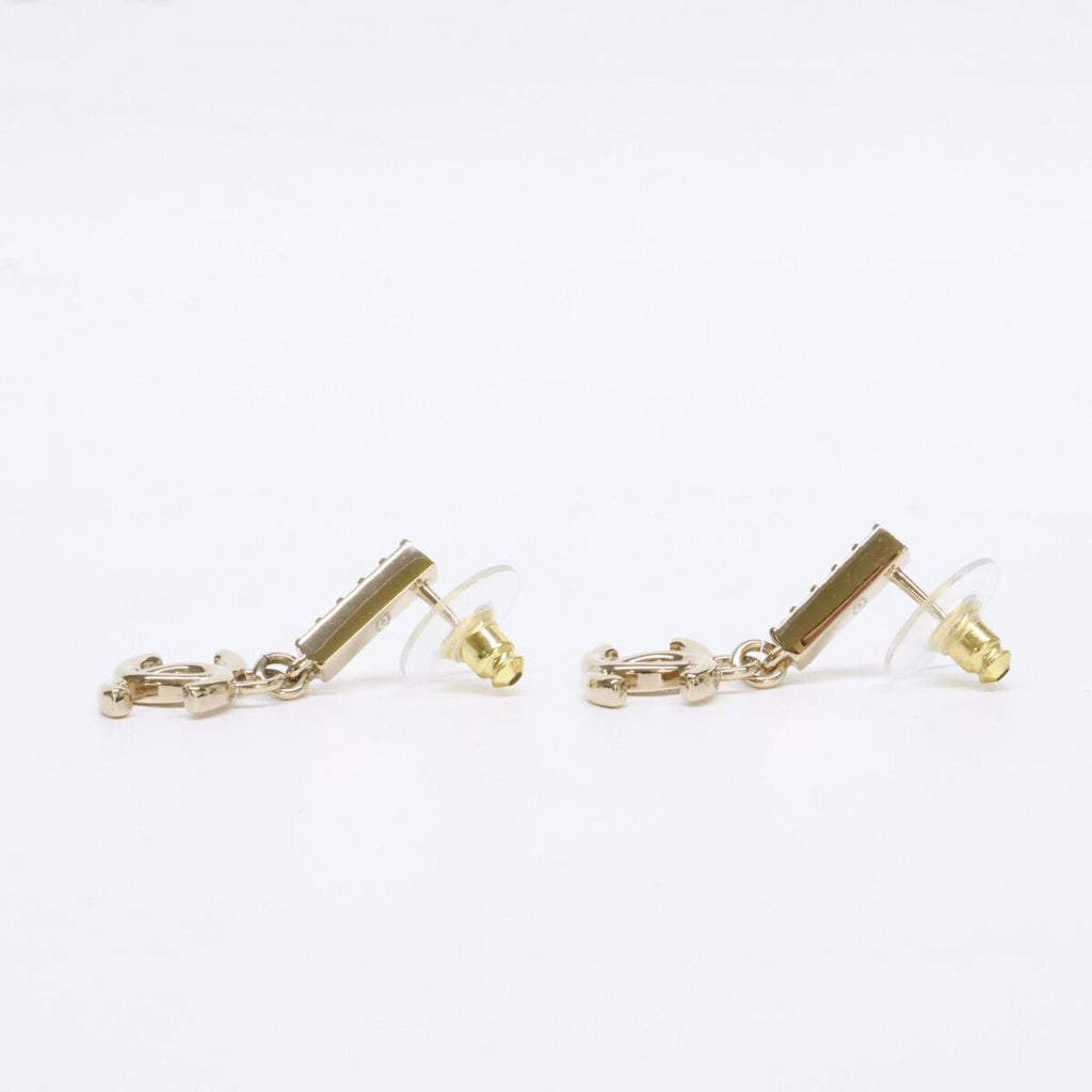 Chanel CC Logo Rhinestone Bar Drop Earring — view 2