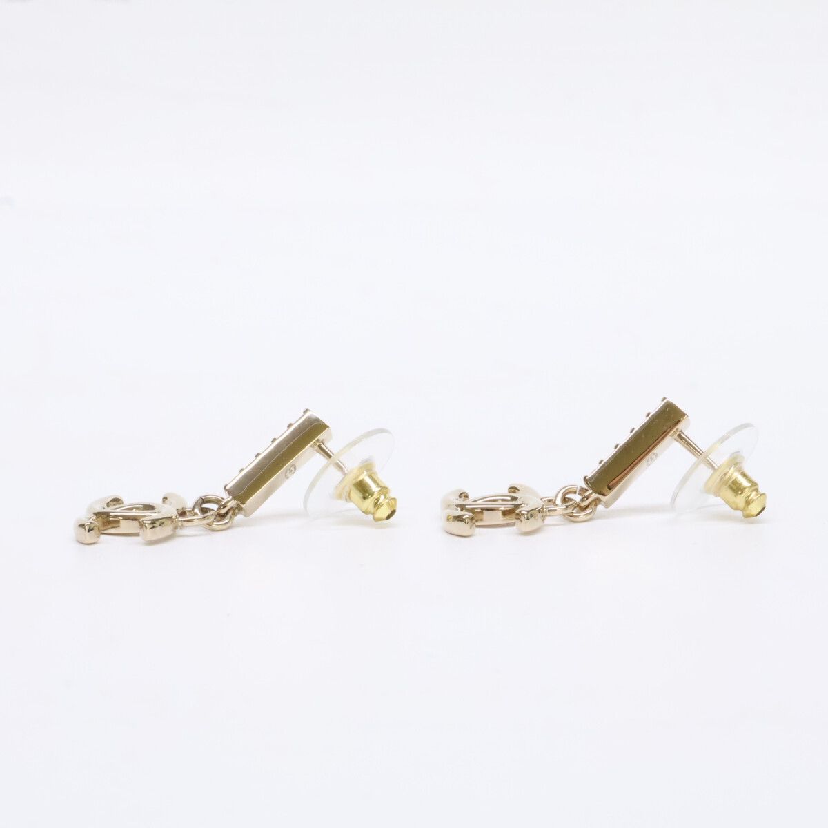 Chanel CC Logo Rhinestone Bar Drop Earring — view 2