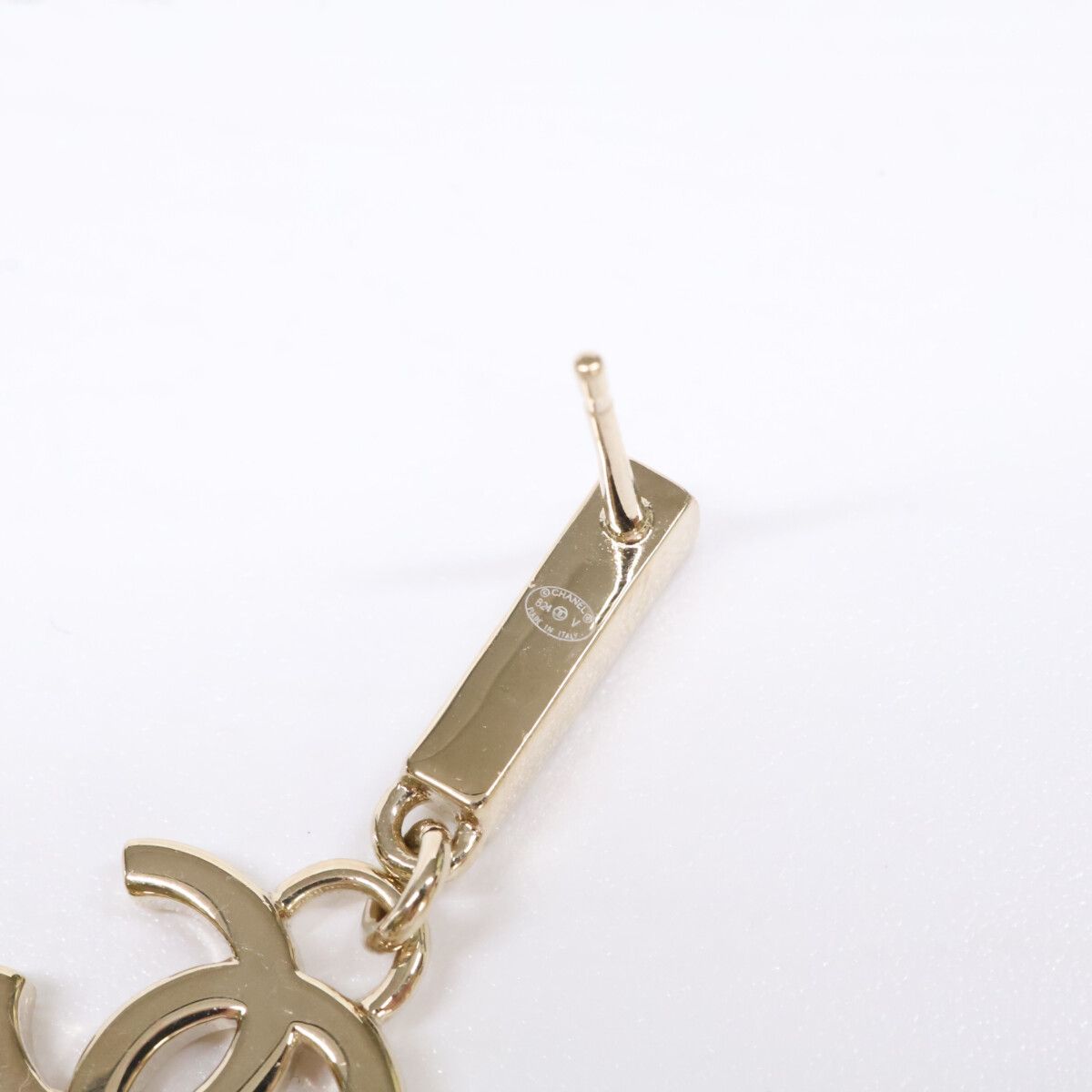 Chanel CC Logo Rhinestone Bar Drop Earring — view 8