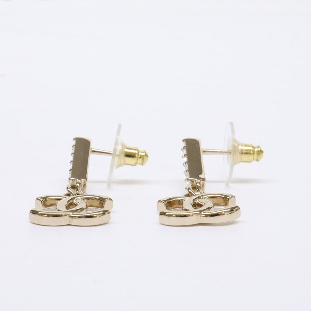 Chanel CC Logo Rhinestone Bar Drop Earring — view 3