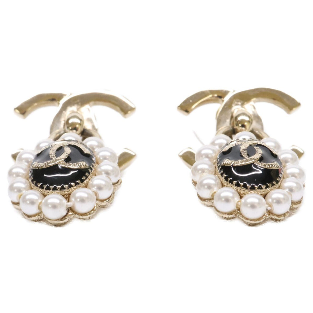 Chanel Imitation Pearl CC Logo Drop Earring — view 3