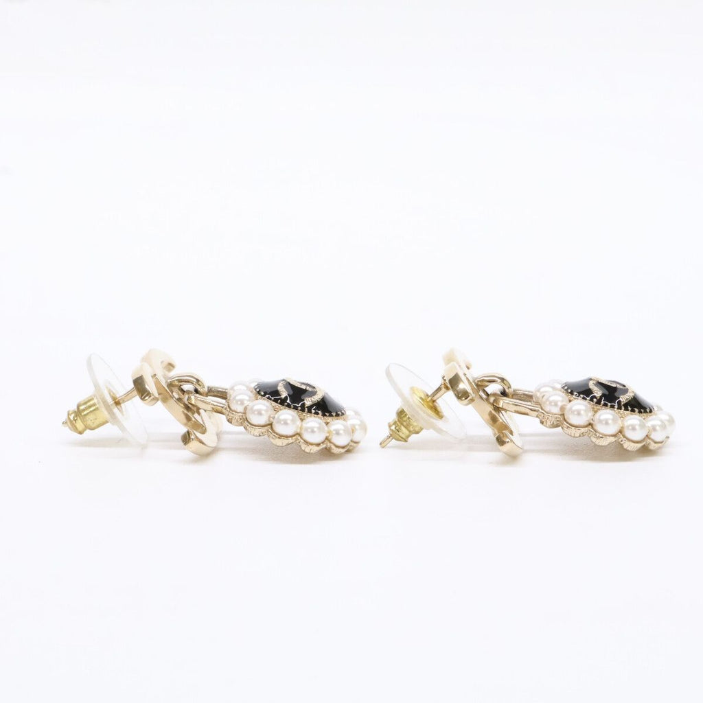 Chanel Imitation Pearl CC Logo Drop Earring — view 4