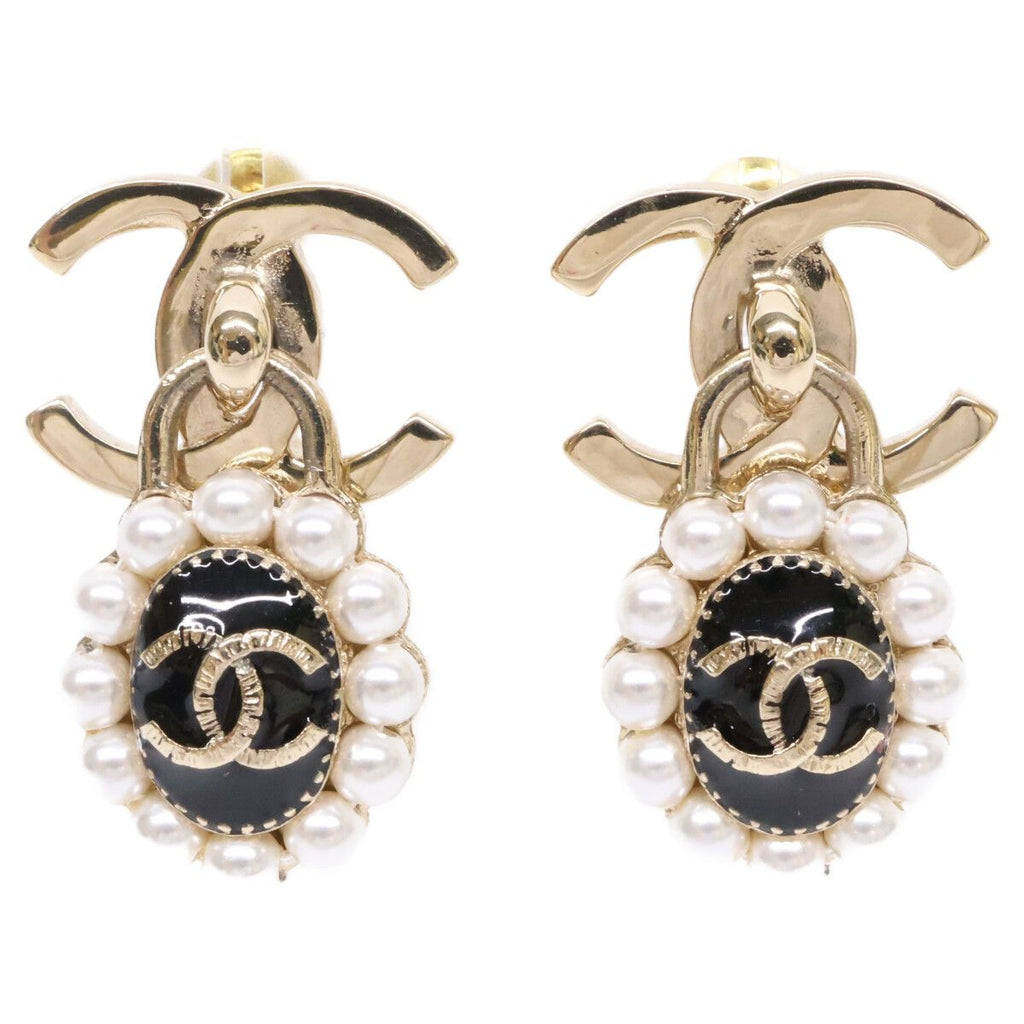 Chanel Imitation Pearl CC Logo Drop Earring