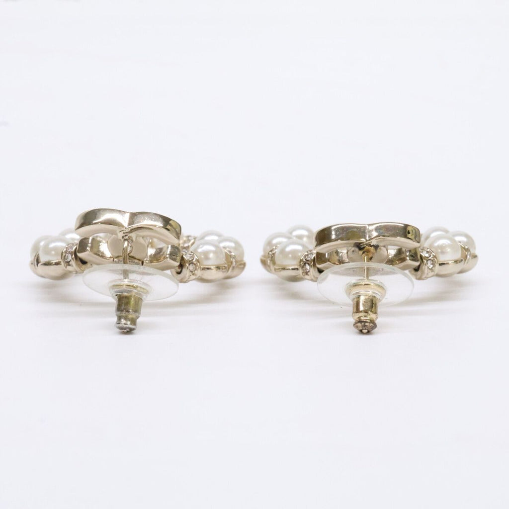 Chanel CC Logo Imitation Pearl Rhinestone Earring — view 5