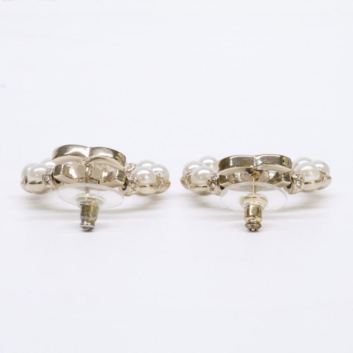 Chanel CC Logo Imitation Pearl Rhinestone Earring — view 5