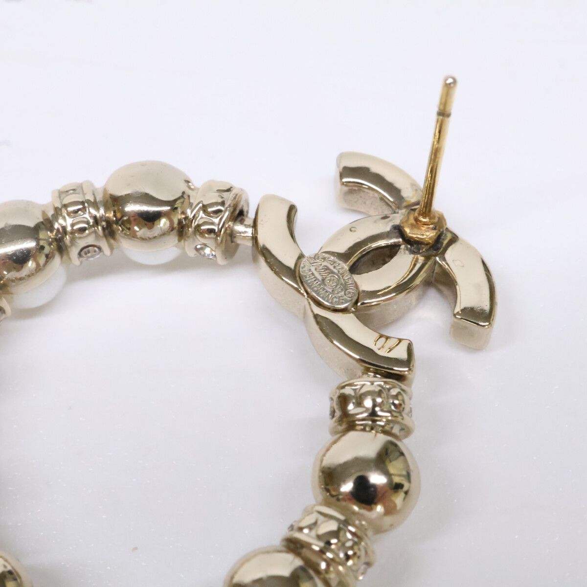Chanel CC Logo Imitation Pearl Rhinestone Earring — view 8