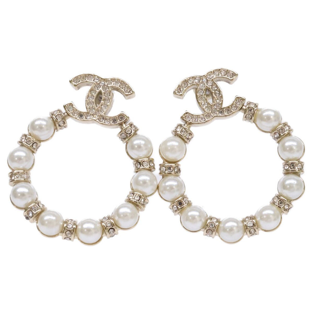 Chanel CC Logo Imitation Pearl Rhinestone Earring