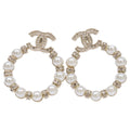 Chanel CC Logo Imitation Pearl Rhinestone Earring