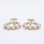 Chanel CC Logo Imitation Pearl Rhinestone Earring — view 3