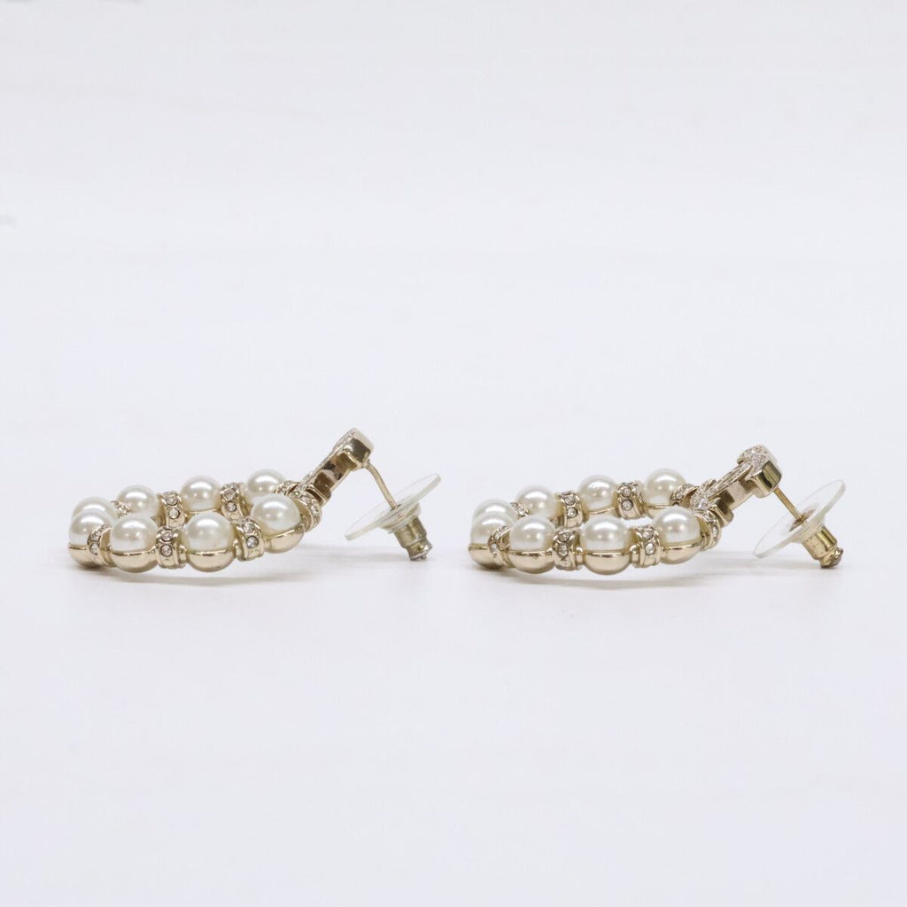 Chanel CC Logo Imitation Pearl Rhinestone Earring — view 2