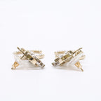 Chanel Triple CC Logo Rhinestone Imitation Pearl Earring — view 5