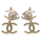 Chanel Triple CC Logo Rhinestone Imitation Pearl Earring — view 6