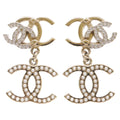 Chanel Triple CC Logo Rhinestone Imitation Pearl Earring